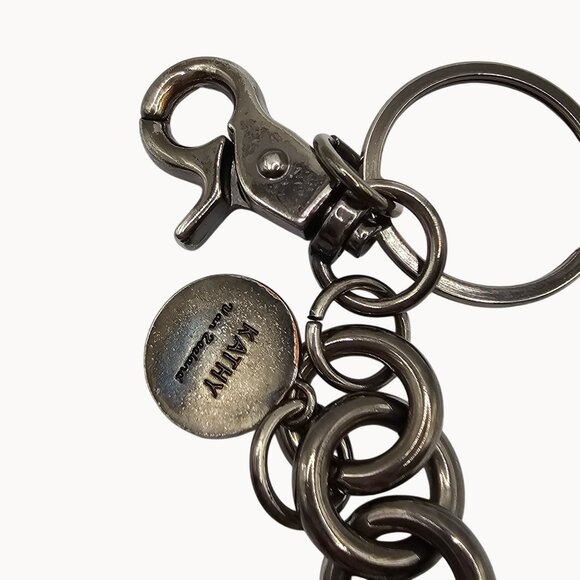 Kathy Van Zeeland Keychain Whimsy Gothic Punk Retro Bag Accessory Silver Tone - Picture 2 of 15